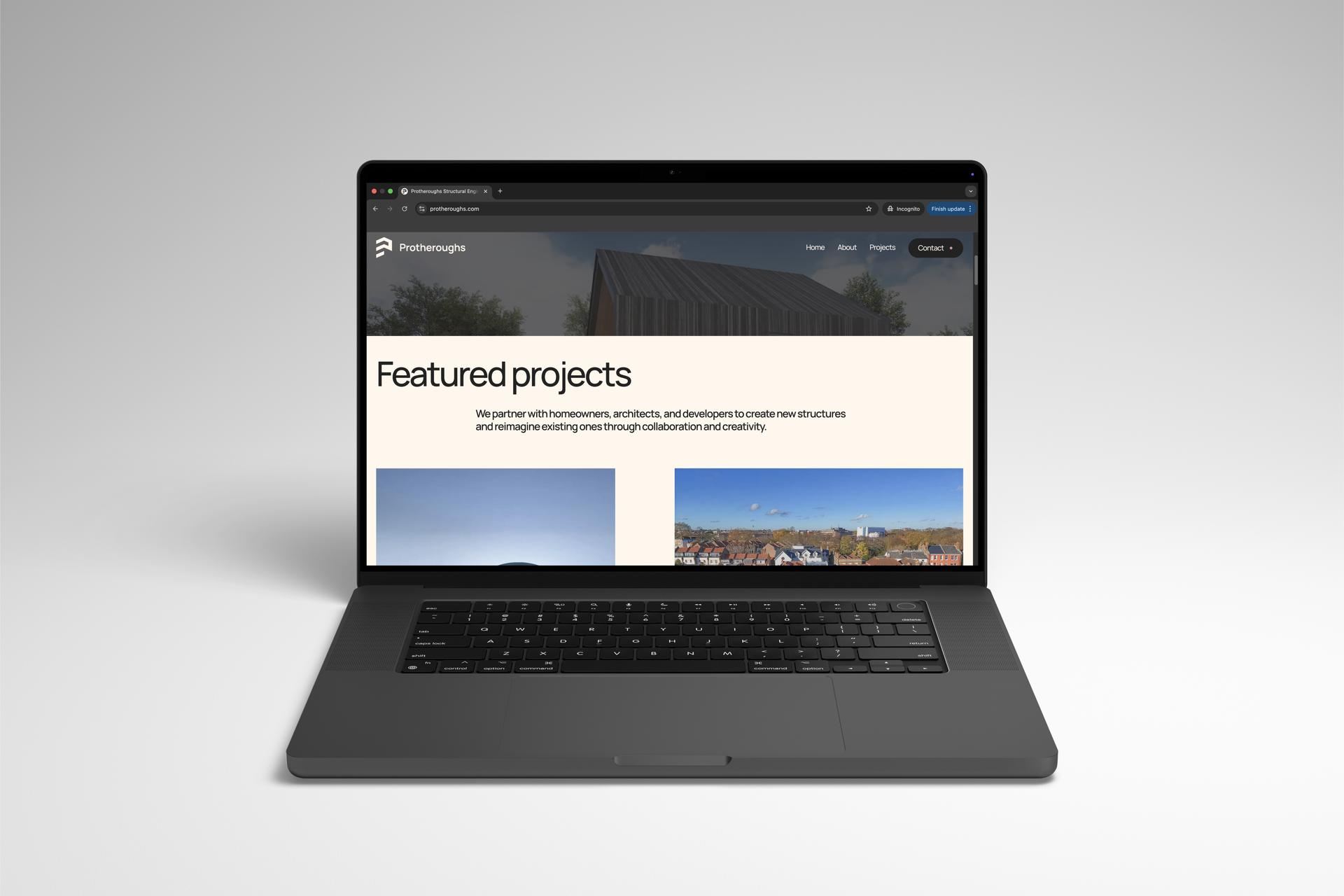 Protheroughs homepage design